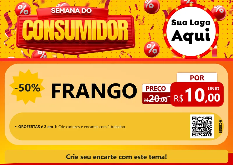 Modelo de Cartaz para Cartaz A4 Horizontal com o tema Semana do Consumidor para Assados