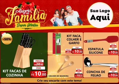 Modelo de Encarte para Encarte A4 Horizontal com o tema Alegria em Família Super Ofertas - Natal para Utilidades Domésticas