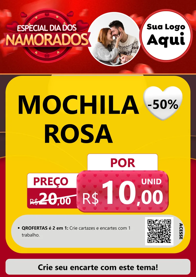 Modelo de Cartaz para Cartaz A4 Vertical com o tema Especial Dia Dos Namorados para Papelaria