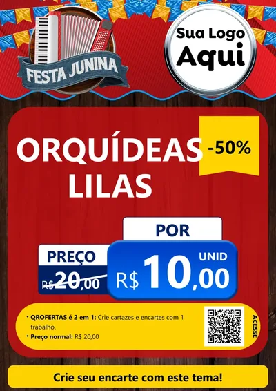 Modelo de Cartaz para Cartaz A4 Vertical com o tema Festa Junina para Floricultura e jardim
