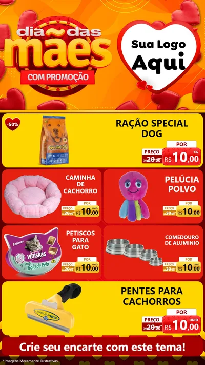 Modelo de TV para TV Vertical com o tema Dia das Mães com Promoção para Pet Shop