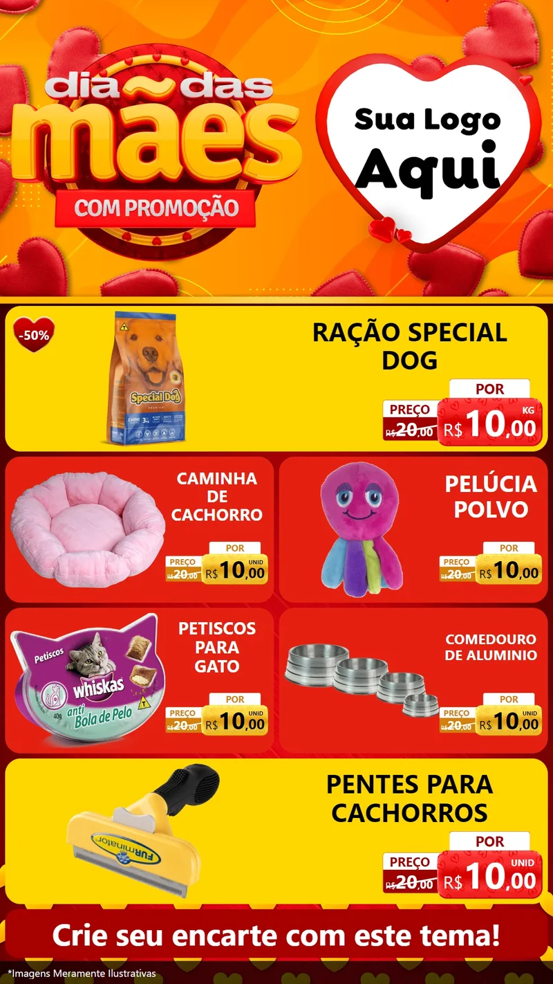 Modelo de TV para TV Vertical com o tema Dia das Mães com Promoção para Pet Shop