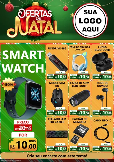 Modelo de Encarte para Encarte A4 Vertical com o tema Ofertas de Natal para Informática