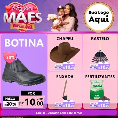 Modelo de Rede Social para Feed Facebook com o tema Mês das Mães Imperdível para Agropecuária