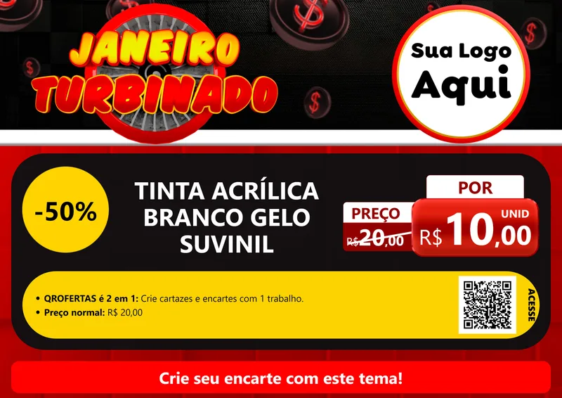 Modelo de Cartaz para Cartaz A4 Horizontal com o tema Janeiro Turbinado para Tintas e Ferramentas