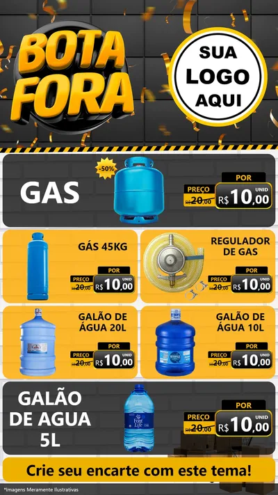 Modelo de TV para TV Vertical com o tema Bota Fora para Água e gás