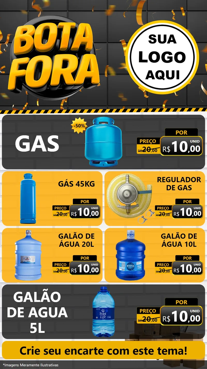 Modelo de TV para TV Vertical com o tema Bota Fora para Água e gás