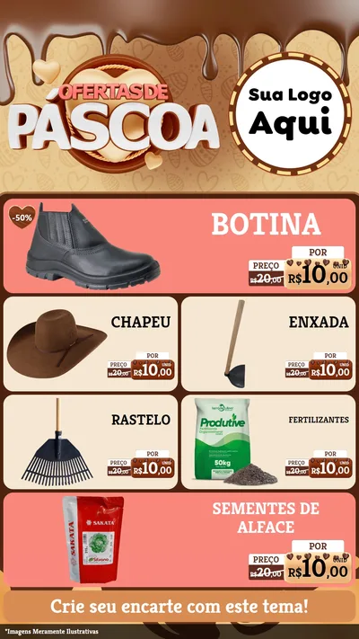 Modelo de TV para TV Vertical com o tema Ofertas de Páscoa para Agropecuária