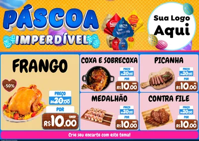 Modelo de Encarte para Encarte A4 Horizontal com o tema Páscoa Imperdível para Assados