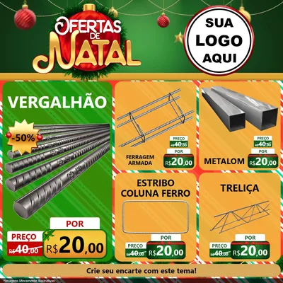 Modelo de Rede Social para Feed Facebook com o tema Ofertas de Natal para Ferragens