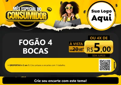Modelo de Cartaz para Cartaz A4 Horizontal com o tema Mês Especial do Consumidor para Móveis e Eletro