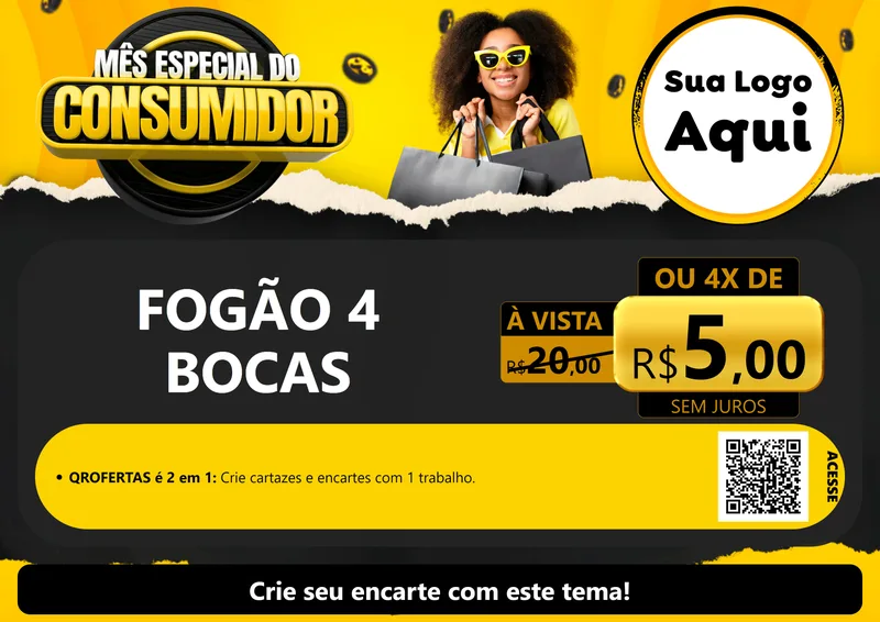 Modelo de Cartaz para Cartaz A4 Horizontal com o tema Mês Especial do Consumidor para Móveis e Eletro