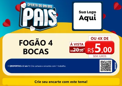 Modelo de Cartaz para Cartaz A4 Horizontal com o tema Oferta Do Dia Dos Pais para Móveis e Eletro