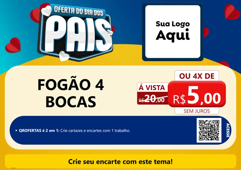 Modelo de Cartaz para Cartaz A4 Horizontal com o tema Oferta Do Dia Dos Pais para Móveis e Eletro