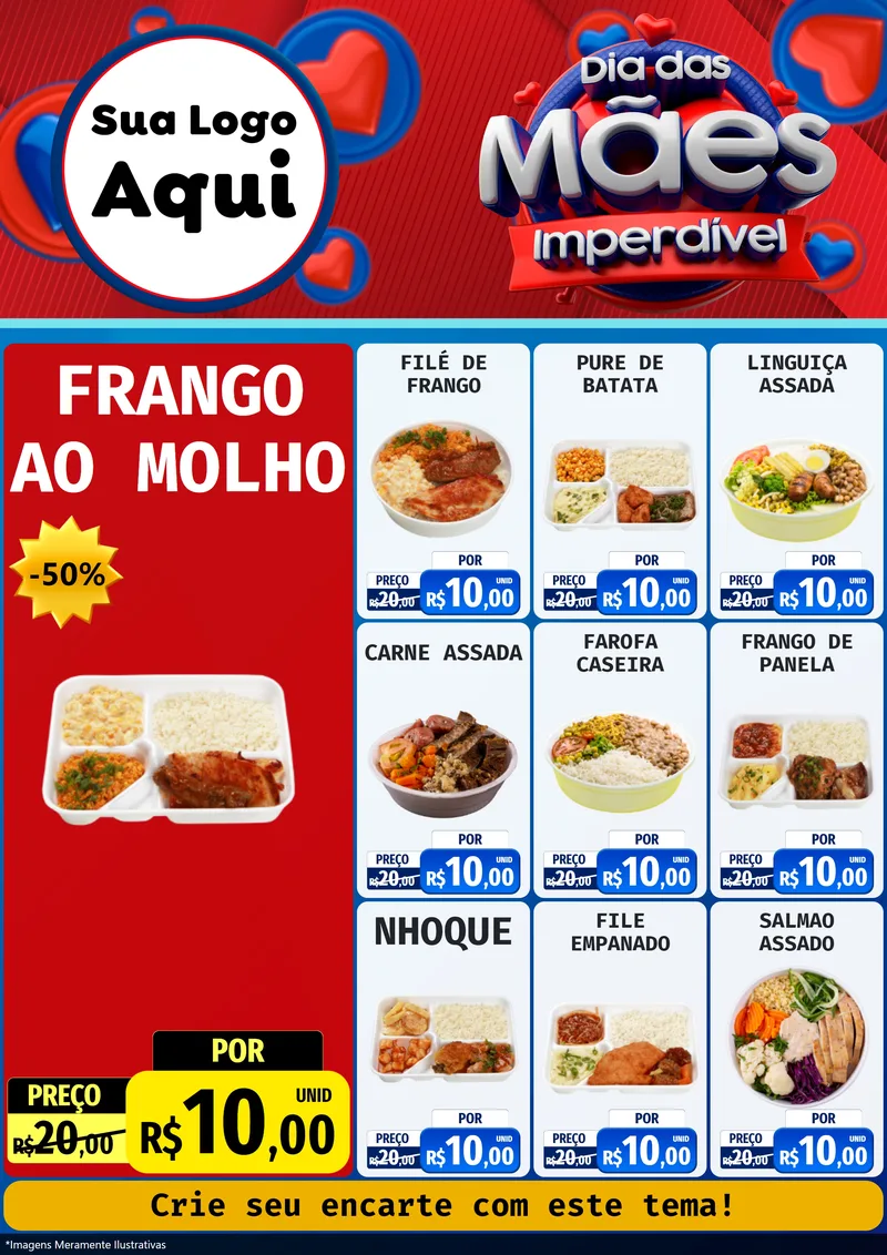 Modelo de Encarte para Encarte A4 Vertical com o tema Dia Das Mães Imperdível para Restaurante