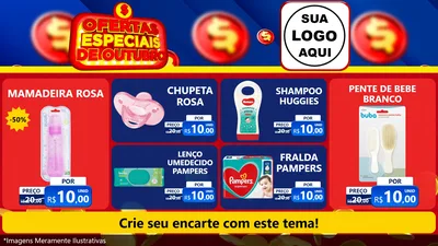 Modelo de TV para TV Horizontal com o tema Ofertas Especiais de Outubro para Bebês