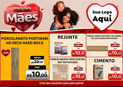 Modelo de Encarte para Encarte A4 Horizontal com o tema Mês das Mães para Pisos e revestimentos