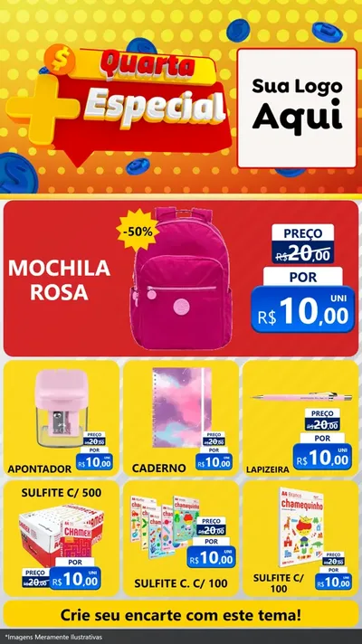 Modelo de Rede Social para Stories com o tema Quarta Mais Especial para Papelaria