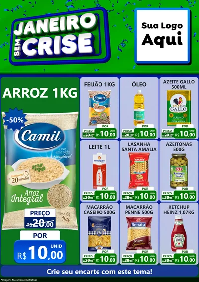 Modelo de Encarte para Encarte A4 Vertical com o tema Janeiro Sem Crise para Supermercado