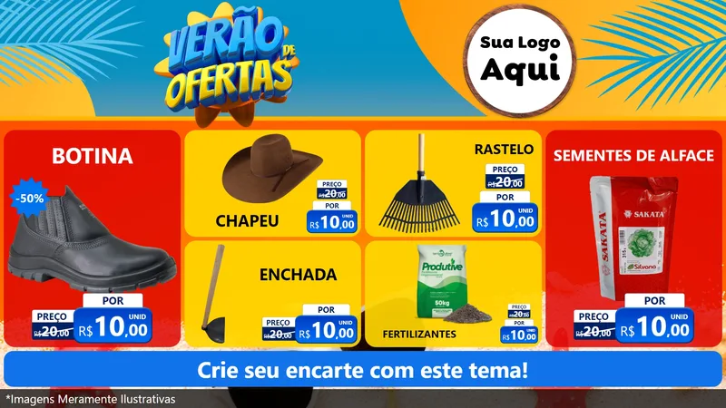 Modelo de TV para TV Horizontal com o tema Verão de Ofertas para Agropecuária