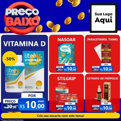 Modelo de Rede Social para Feed Facebook com o tema Preço Baixo para Farmácia