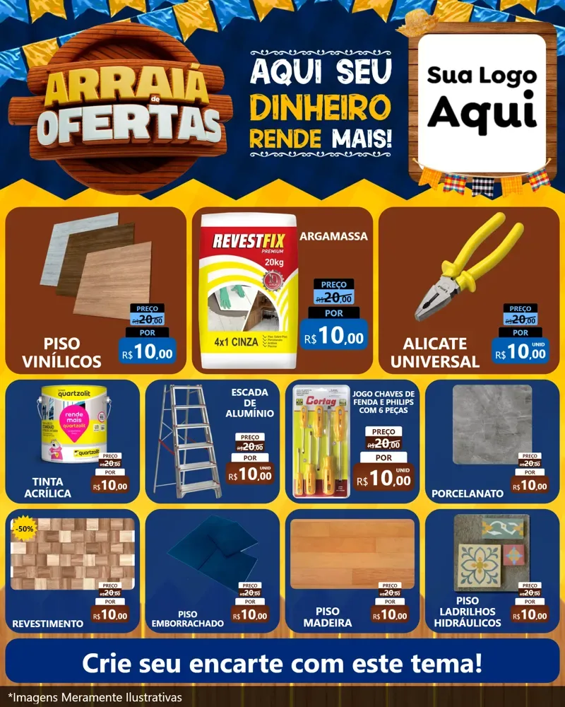 Modelo de Rede Social para Feed Instagram com o tema Arraiá de Ofertas - Junina para Material para Construção
