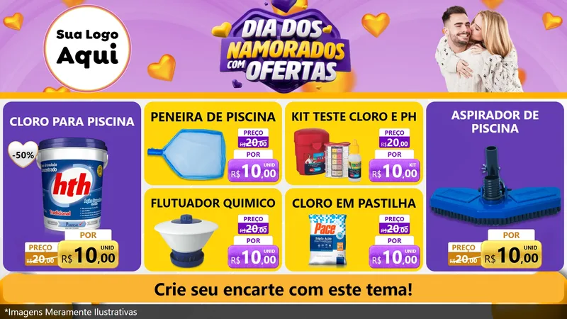 Modelo de TV para TV Horizontal com o tema Dia Dos Namorados Com Ofertas para Produtos para Piscina