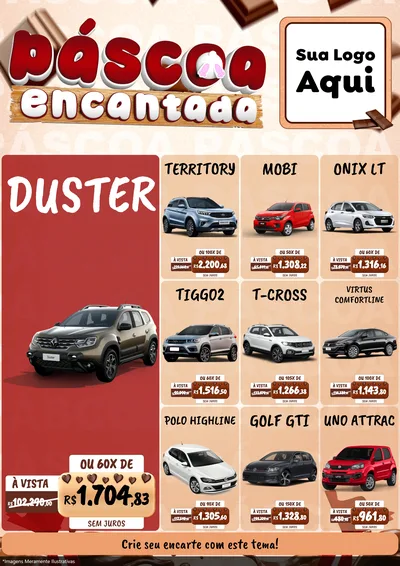 Modelo de Encarte para Encarte A4 Vertical com o tema Páscoa Encantada para Concessionaria de Carros