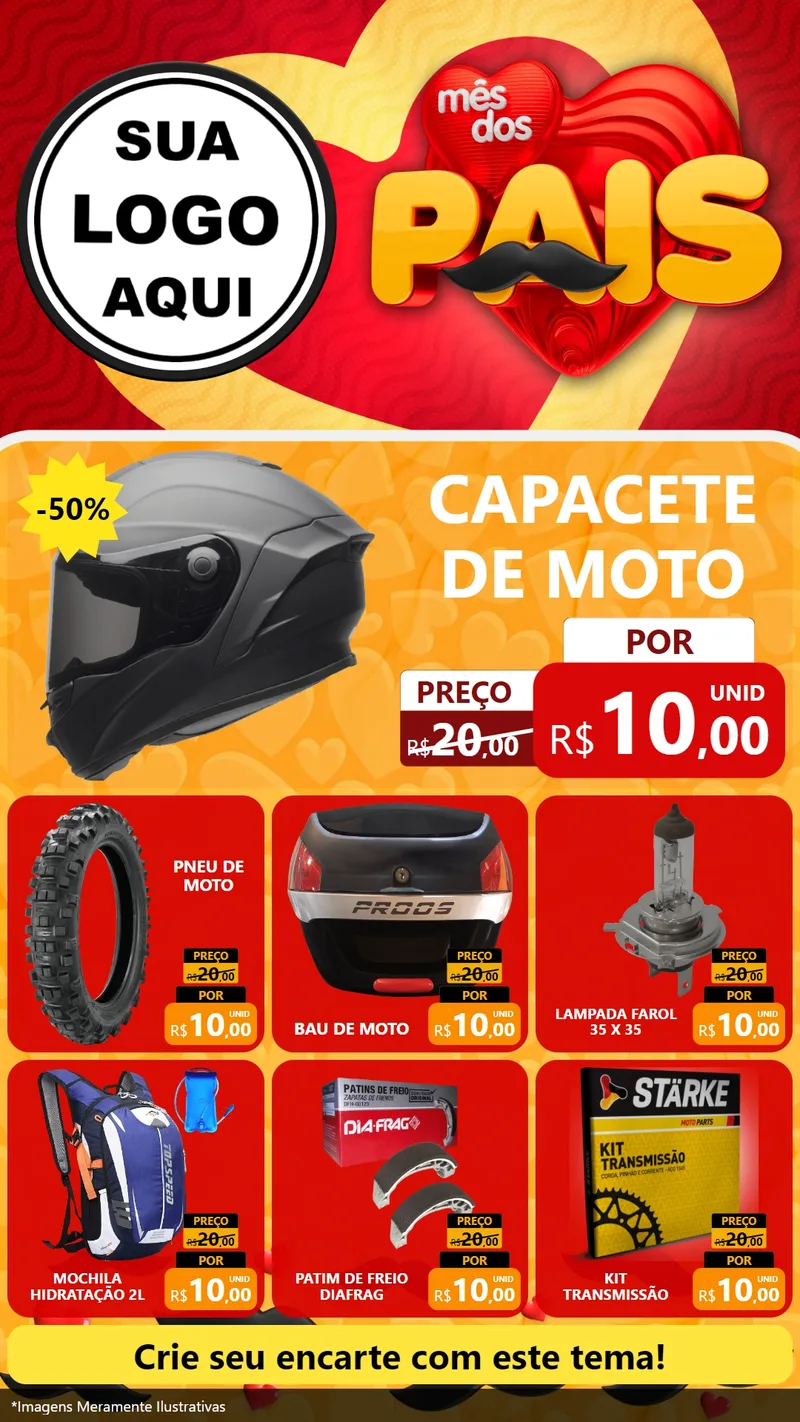 Modelo de Rede Social para Stories com o tema Mês Dos Pais para Moto peças