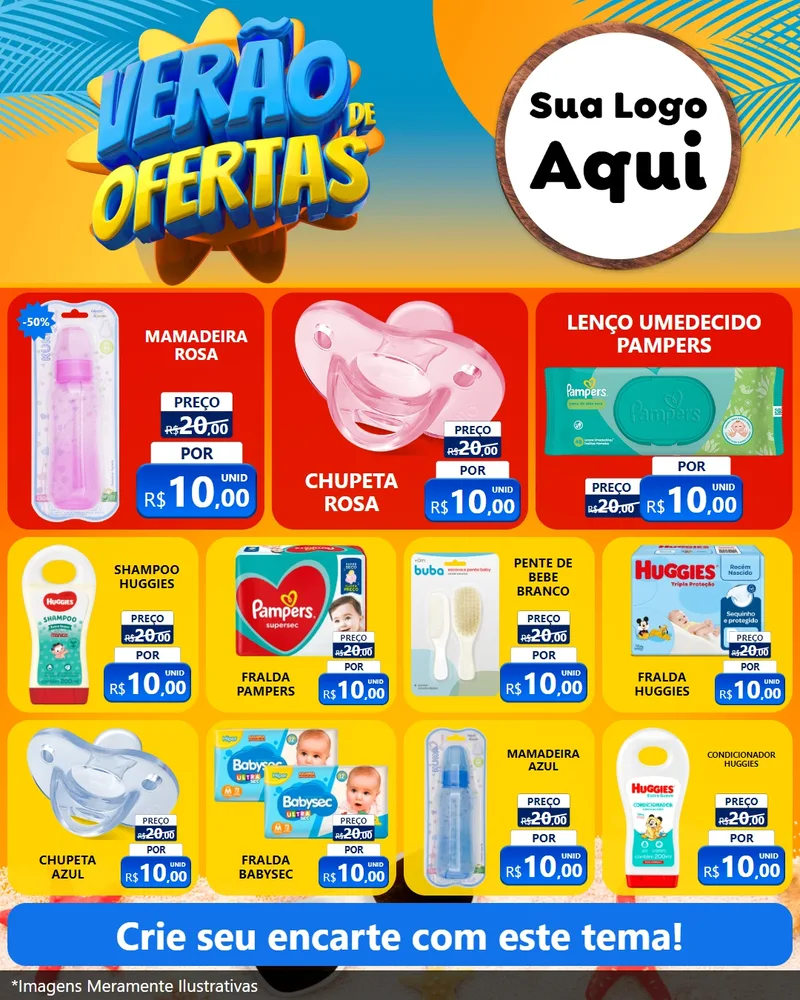Modelo de Rede Social para Feed Instagram com o tema Verão de Ofertas para Bebês