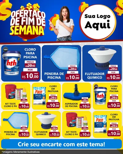 Modelo de Rede Social para Feed Instagram com o tema Ofertaço de Fim de Semana para Produtos para Piscina