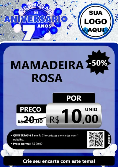 Modelo de Cartaz para Cartaz A4 Vertical com o tema Promoção de Aniversário - 7 Anos para Bebês