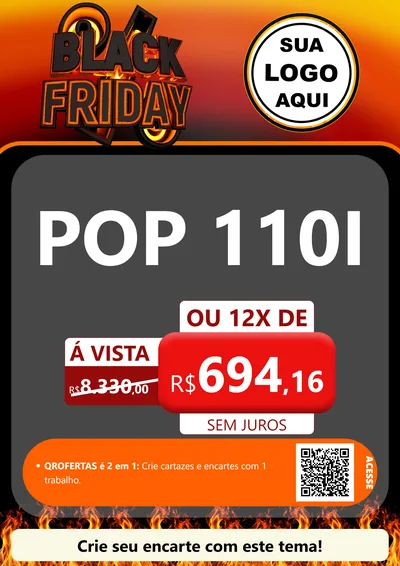 Modelo de Cartaz para Cartaz A4 Vertical com o tema Black Friday para Concessionaria de Motos