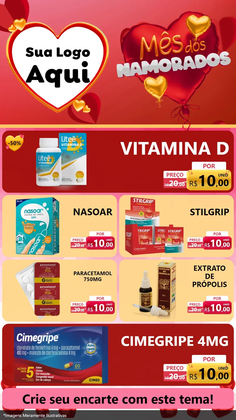 Modelo de TV para TV Vertical com o tema Mês dos Namorados para Farmácia