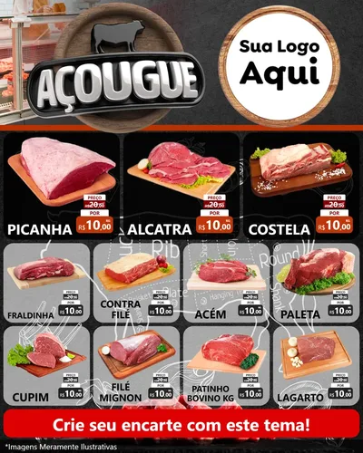 Modelo de Rede Social para Feed Instagram com o tema Açougue para Açougue