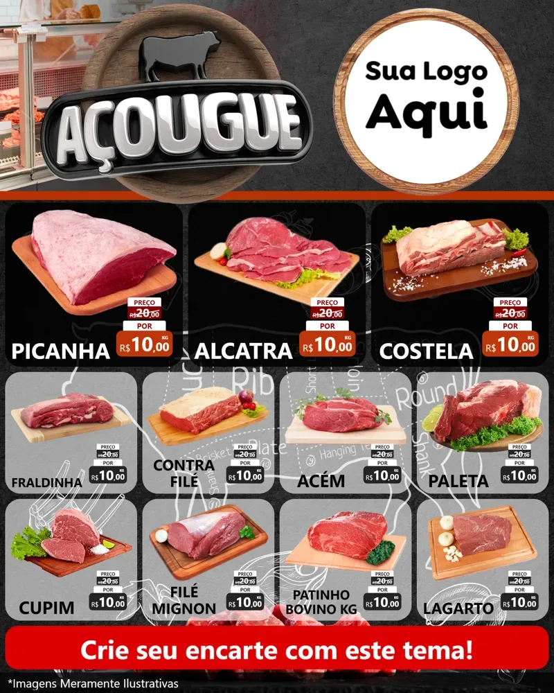Modelo de Rede Social para Feed Instagram com o tema Açougue para Açougue