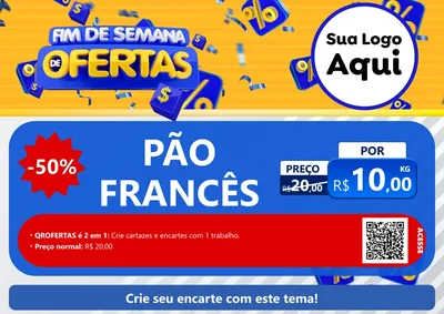 Modelo de Cartaz para Cartaz A4 Horizontal com o tema Fim de Semana de Ofertas para Padaria