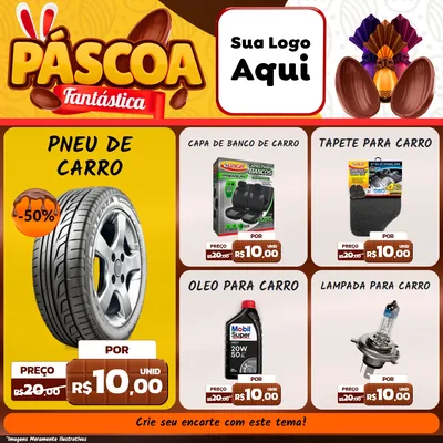 Modelo de Rede Social para Feed Facebook com o tema Páscoa Fantástica para Auto peças