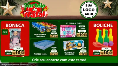 Modelo de TV para TV Horizontal com o tema Sorteio de Natal para Brinquedos