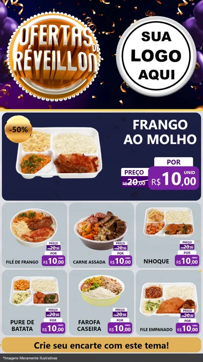 Modelo de Rede Social para Stories com o tema Ofertas de Réveillon para Restaurante