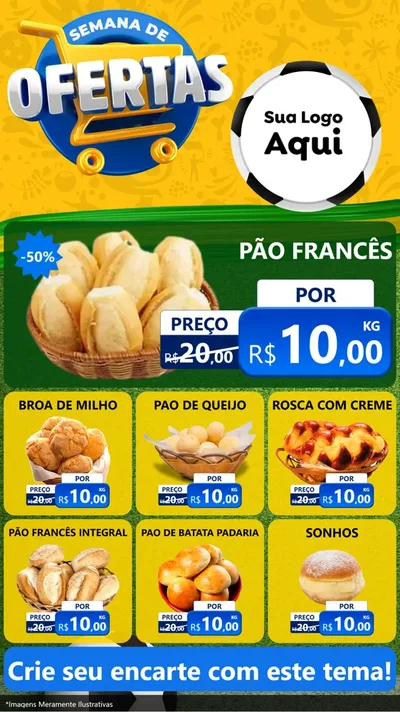 Modelo de Rede Social para Stories com o tema Semana de Ofertas - Copa para Padaria