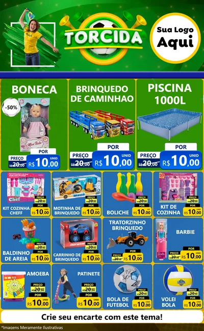 Modelo de Encarte para Encarte Grande com o tema Torcida para Brinquedos