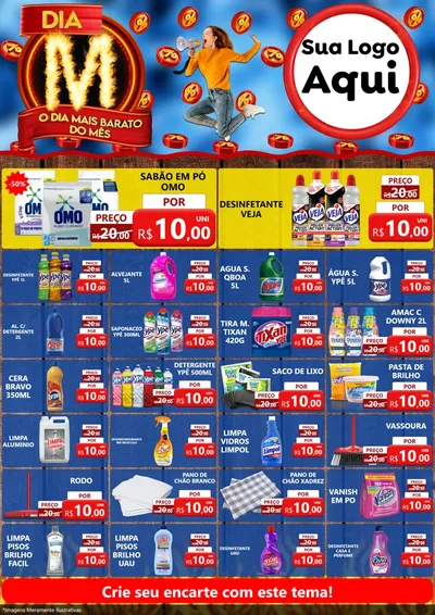 Modelo de Encarte para Encarte A4 Vertical com o tema Dia M - O Dia Mais Barato Do Mês para Produtos de Limpeza