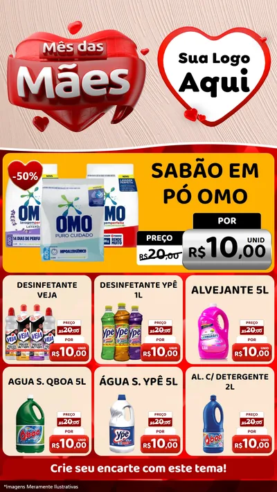 Modelo de Rede Social para Stories com o tema Mês das Mães para Produtos de Limpeza