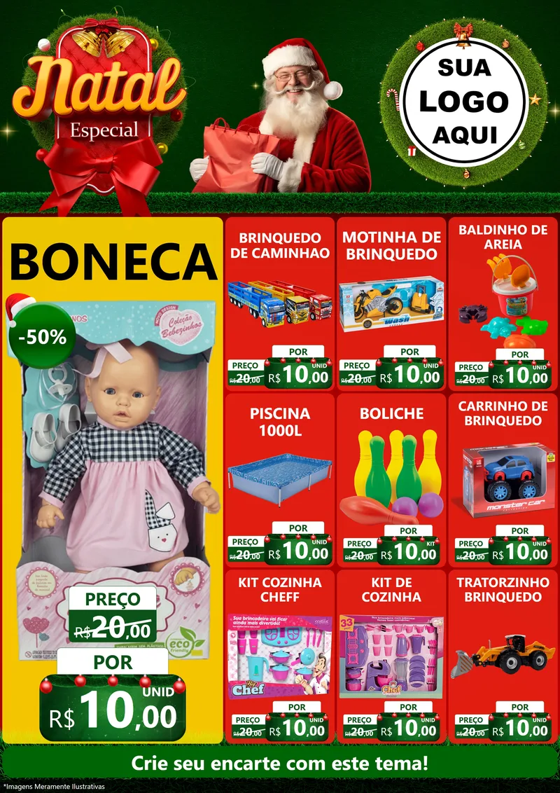 Modelo de Encarte para Encarte A4 Vertical com o tema Natal Especial para Brinquedos