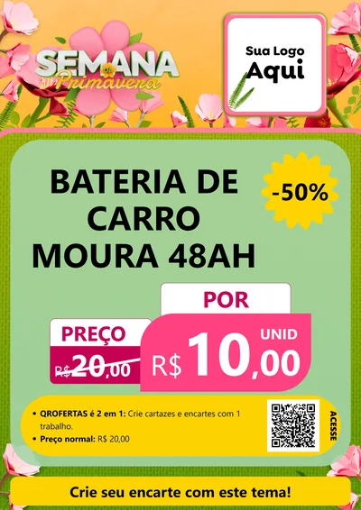 Modelo de Cartaz para Cartaz A4 Vertical com o tema Semana da Primavera para Baterias Elétricas