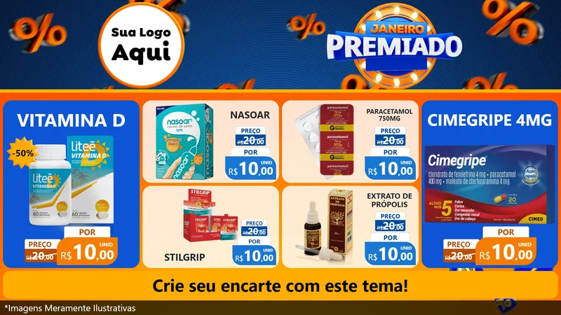 Modelo de TV para TV Horizontal com o tema Janeiro Premiado para Farmácia