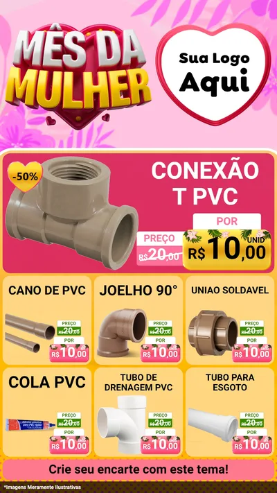Modelo de Rede Social para Stories com o tema Mês da Mulher para Tubos e conexões