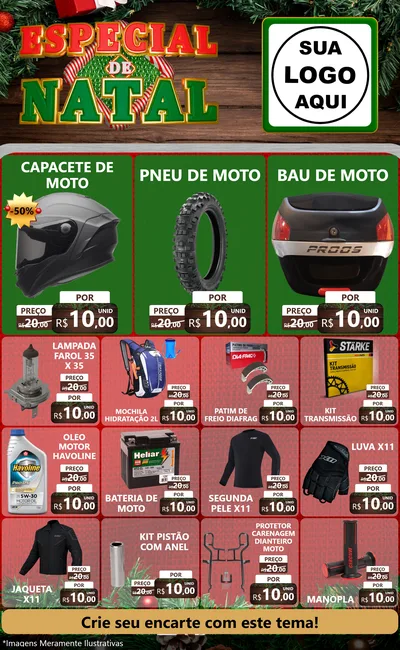 Modelo de Encarte para Encarte Grande com o tema Especial de Natal para Moto peças