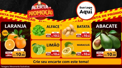 Modelo de TV para TV Horizontal com o tema Alerta de Promoção para Hortifrúti